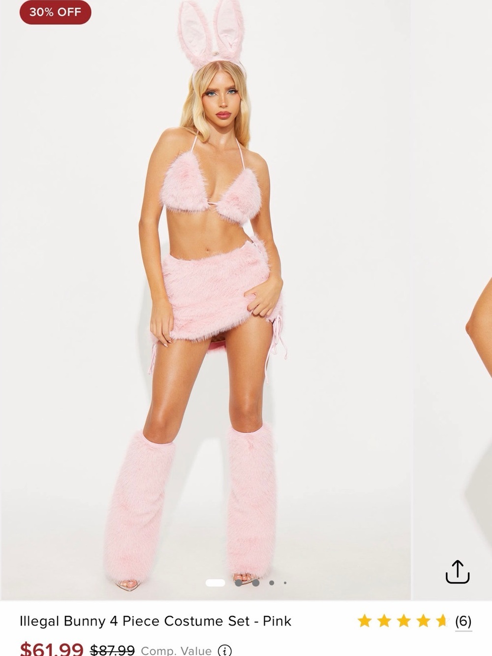 Illegal Bunny Pink Fuzzy Bandeau Costume Set